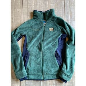 Notre Dame Fighting Irish Columbia Women's Jacket Size Small Navy Green Zip‎ Up